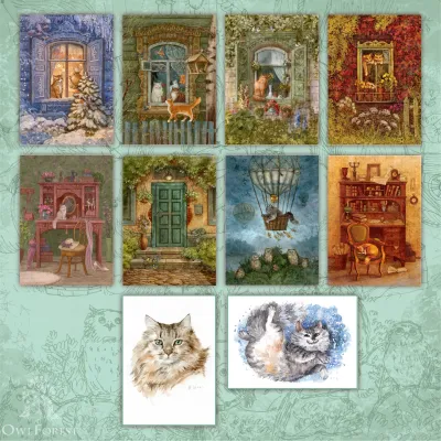 Набор открыток «Тёплые коты»