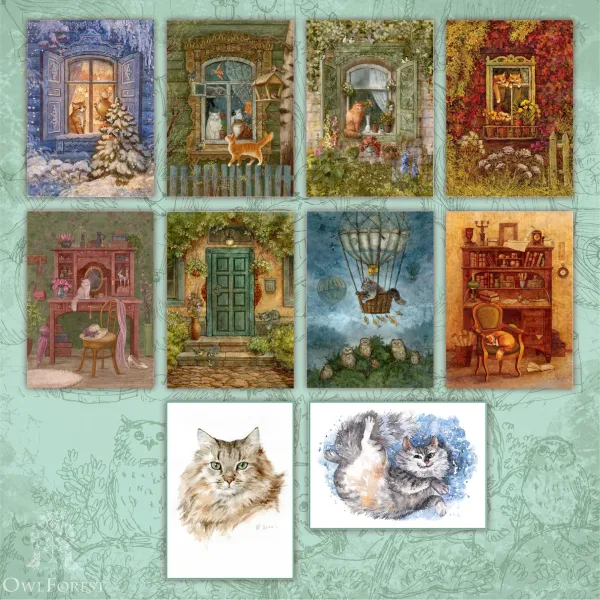 Набор открыток «Тёплые коты»