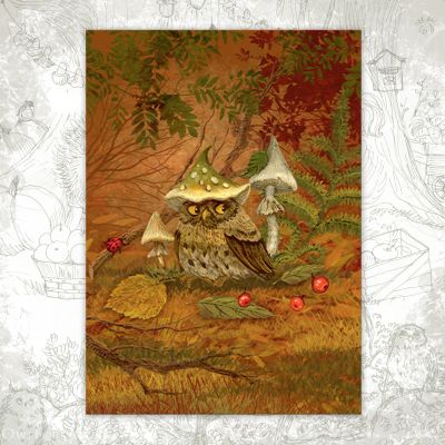 Открытка «Сова в шапочке»