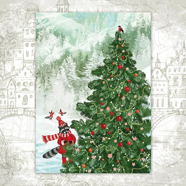 Открытка «Праздничная ёлка»