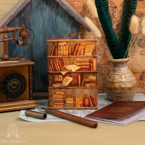 Обложка на паспорт «Книжный шкаф»