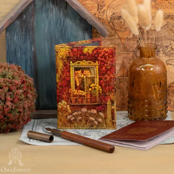 Обложка на паспорт «Осенние коты»