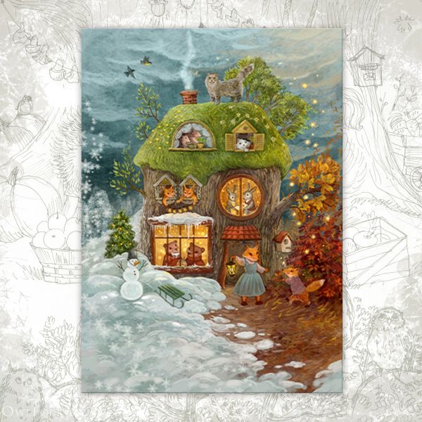 Открытка «Домик всех времён года»