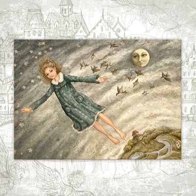 Открытка «Летящая девочка»