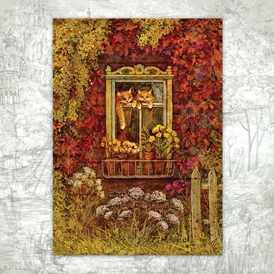 Открытка «Осенние коты»